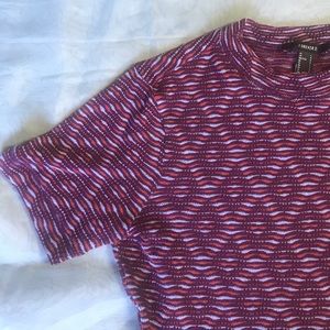 Forever 21 Purple Stripe Stitched Crop Top L